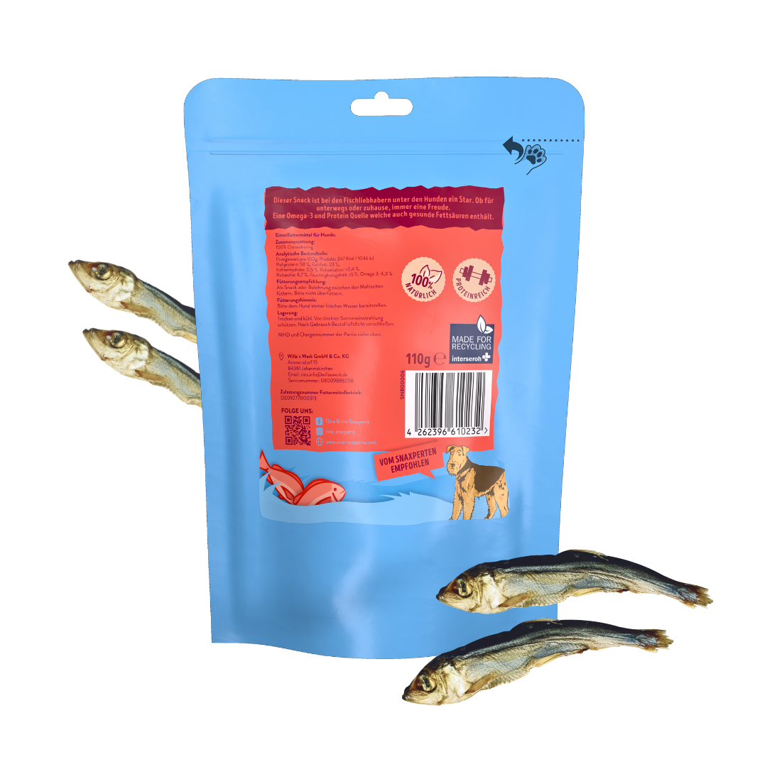 RiNa`s Hering - Natürlicher Fischsnack für Hunde 110g